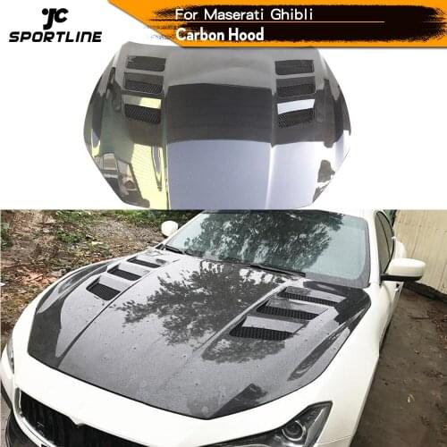 Carbon Fiber Car Front Bumper Engine Hoods Cover For Maserati Ghibli 2014 2015 2016 Car Hood Bonnet