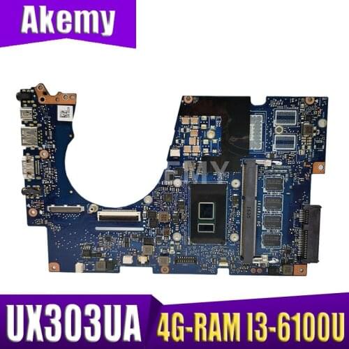 AKemy UX303UA Laptop motherboard for ASUS ZenBook UX303UA UX303U original mainboard 4G-RAM I3-6100U GM