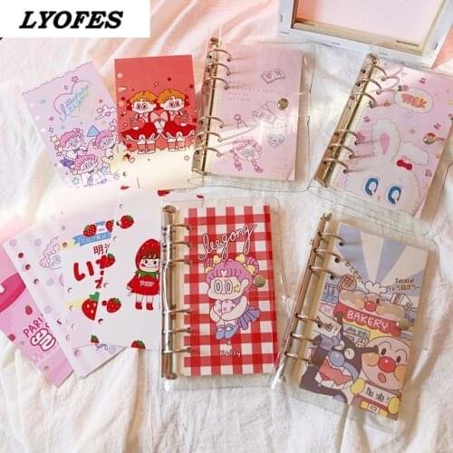 Kawaii Diary 6 Ring Binder Pvc Sketchbook Notebooks and Journals Planner Ring Binder Cute Notebook Cuaderno Office Supplies
