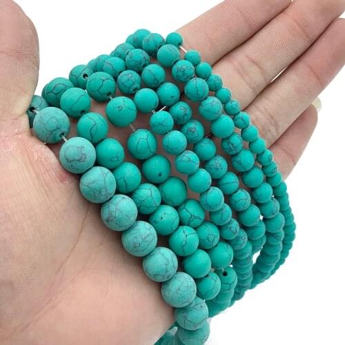 MKTREG Natural Matte Green calaite Stone Round ball 4/6/8/10/12MM Loose bead for jewelry Finding making bracelet accessories DIY