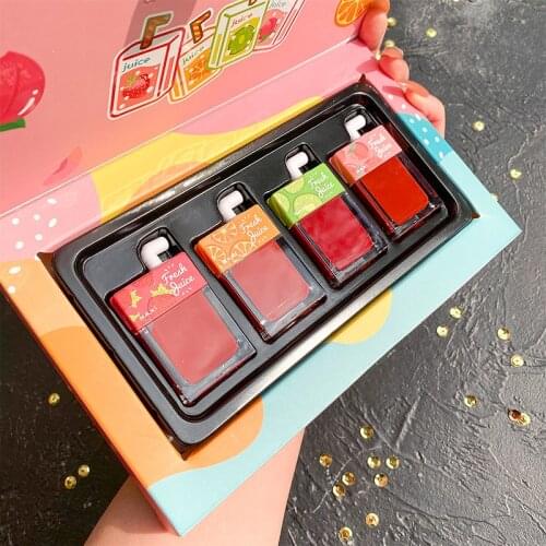 BAXI 4 Sticks Moisturizing Toot Juice Lip Glaze Set Matte, Moisturizing and Long-lasting Color Uniform Non-stick Cup Lip Makeup
