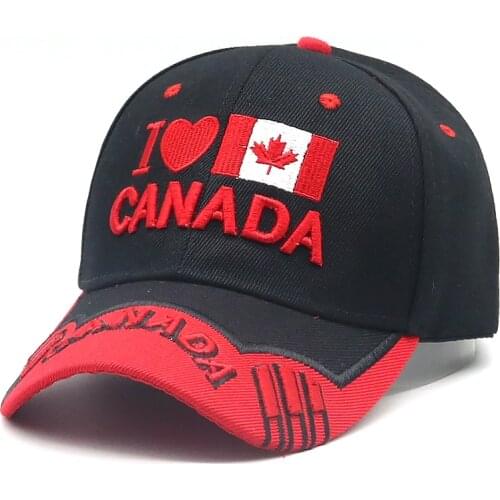 2018 New Canada baseball cap 3D embroidery I love Canada snapback hat adjustable cotton sports hats casual caps high quality