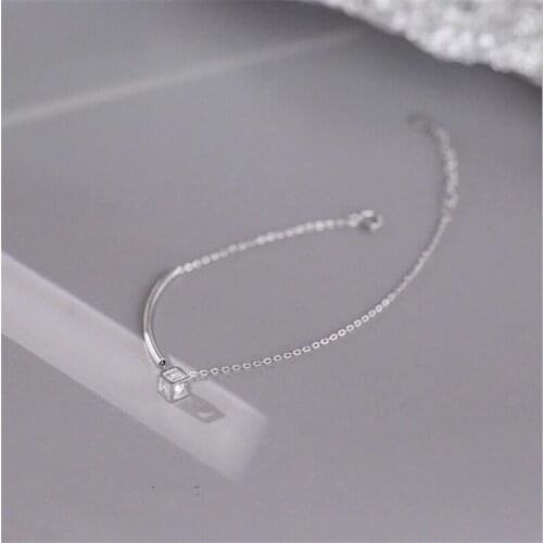 New Fashion Half Moon Elbow Three-dimensional Geometric Cube 925 Sterling Silver Jewelry Temperament Women Bracelets SB231