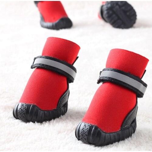 Soft Fabric Dog Shoes Winter Waterproof Dog Booties Open With Zips Protected From Ice And Snow With Rugged Anti-slip Sole Dog