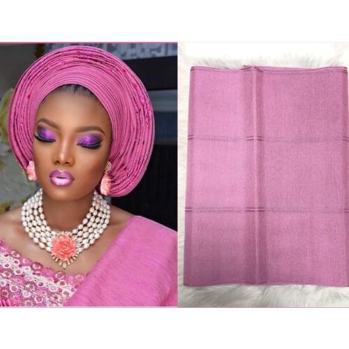 African wholesales 2pcs aso oke gele Nigeria headtie pure color big aso oke headtie gele asoebi party gele real product photo 30