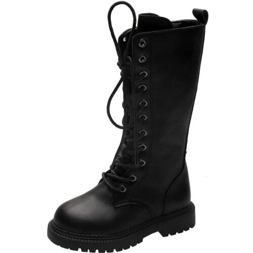 2020 Autumn Martin boots sweet girls Korean long leather boots student cotton boots childrens shoes fashion boots wild trend