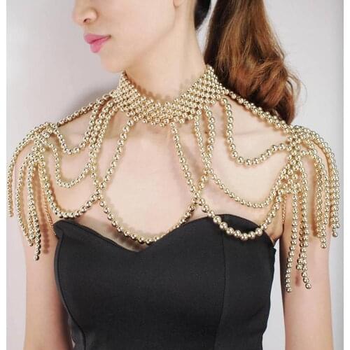 Fashion Chunky Statement Necklace For Women Necklace Bib Collar Choker Handmade Pearl Necklaces Maxi Jewelry UKMOC