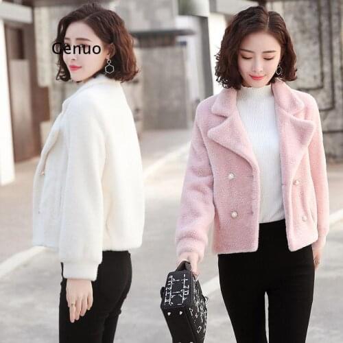 Women Mink Fur Velvet Thick Woolen Coat Female Slim Students Winter New Easy Matching Jacket