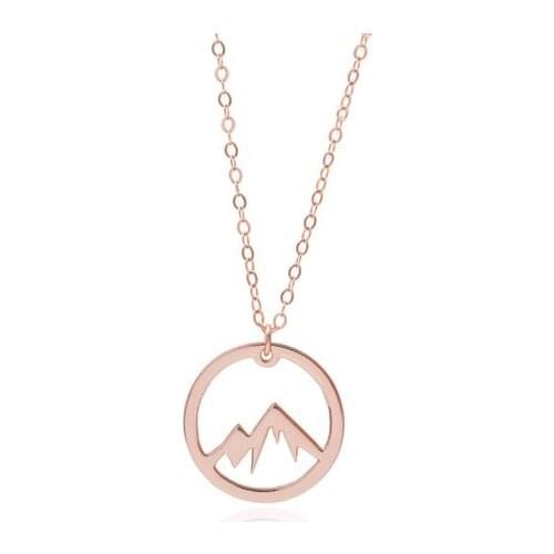 Simple Nature Snowy Mountain Necklace Circle Round Mountain Range Nature Lover Necklaces Geometric hill Sports landscape jewelry