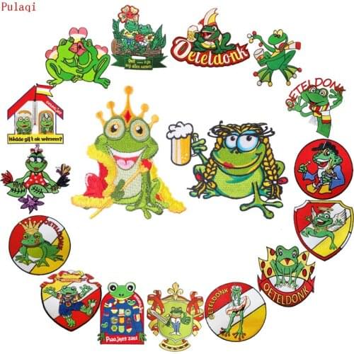 Pulaqi Oeteldonk Full Embroidered Frog Carnival For Netherland Iron On Embroidered Clothing Patches For Clothing Stickers Badges