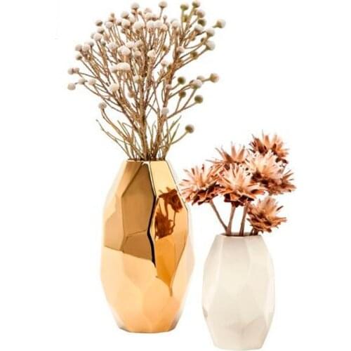 Luxury Gold Vases Modern Simple Ceramic Tabletop Ornaments Flower Vases Living Room Arredamento Casa Home Decoration DI50HP