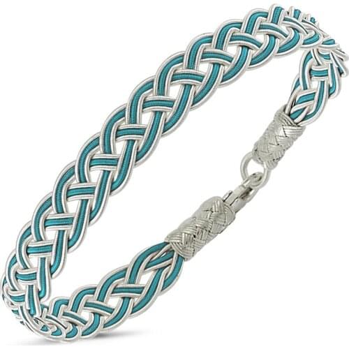 Silverlina Silver Turquoise Kazaziye Hand Knitting Bracelet