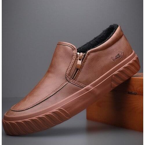 Winter Autumn High Quality Designer lazy slip on drive Shoes Fashion keep warm fur Men Leather Casual Trend Shos Flats A31-17