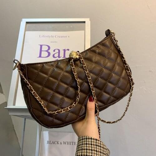 Crossbody Bag Handbag Purse Underarm Shoulder Bag Female Women Bag Designer Retro Chain Fashion PU Leather 2021 Diamond Lattice