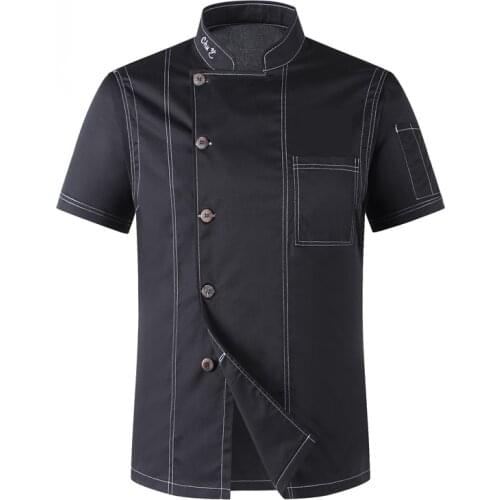 2018 Unisex Cook Clothes Men Single Breasted High Quality Kitchen Cook Uniform Short-sleeved Restaurant Bakery Waiter Tops Shirt