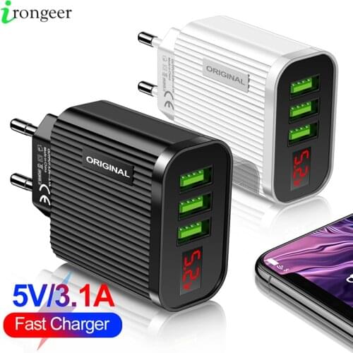 USB Charger Wall USB Fast Charging For iPhone 11 Pro Max Samsung S20 S10 Plus Xiaomi Huawei 3A LED Display Mobile Phone Charger