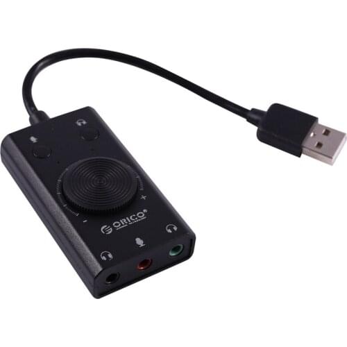 Orico External Usb Sound Card Stereo Mic Speaker Headset Audio Jack Cable Adapter Mute Switch Volume Adjustment