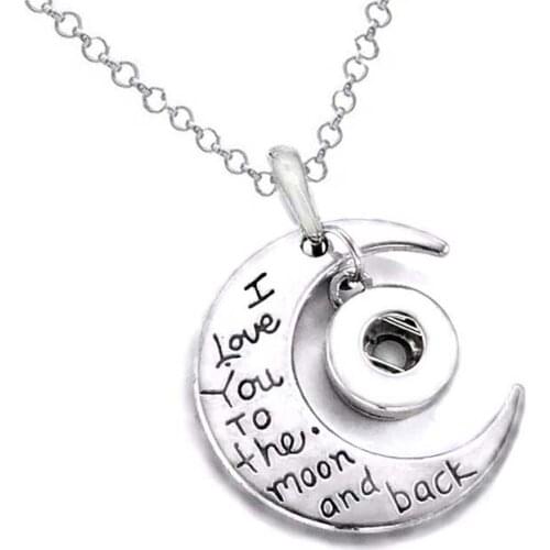 High quality Vintage 047 Moon Metal Button Pendant Fit 12mm snap button watch Snap Button Charm Necklaces Jewelry For Women