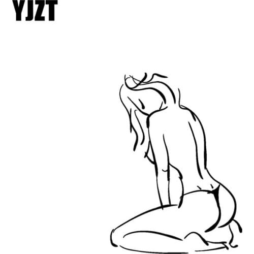 YJZT10*13.3CM Artistical Naked Girl Fashion Black/Silver Car Sticker Good Design Covering The Body Vinyl Decals C20-0239