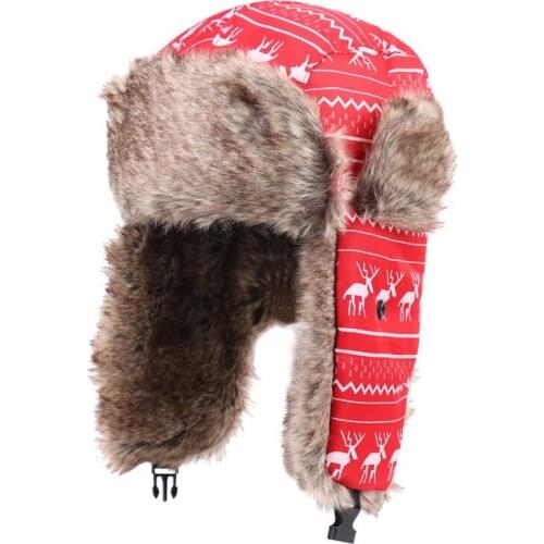 Women Mens Winter Ski Hats Faux Fur Bomber Hat WindProof Warm Cap Unisex EarFlap WindProof Thermal Hats Snow Hats Cap Lightweigt