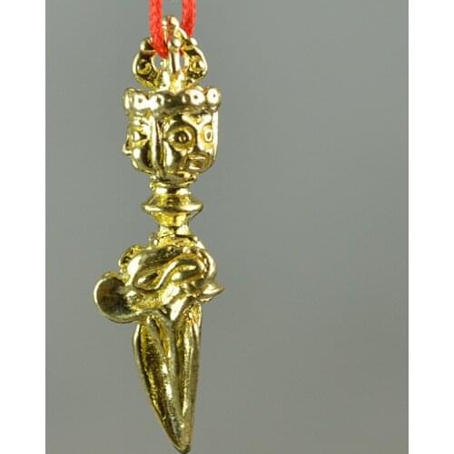 10 PCS 9.5*36mm Vintage Tibetan Metal Pure Brass Buddhist Spacer Beads Vajry Pestle Pendant Charms For Jewelry Making