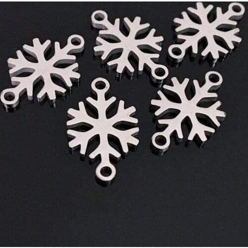 10pcs Snow Stainless Steel Charm 316L Stainless Steel Jewelry Accessory Pendant for DIY Wish Jewelry Making