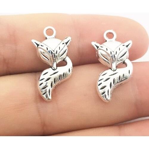 JINDINSP 10pcs Charms Animal Fox 23x13mm Antique Silver Color Pendants DIY Crafts Making Findings Handmade Tibetan Jewelry