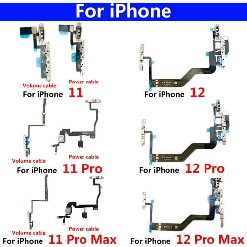 20Pcs/Lot, Power Switch On/Off Button Volume Key Button Flex Cable For Iphone 11 12 Pro Max 12 mini