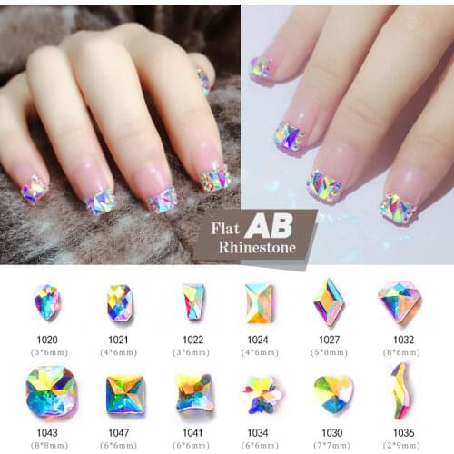 20pcs/lot Crystal AB Nail Art Rhinestones 3D Irregular Flatback Diamonds Shiny Glass Stones Gems Manicure Glitter Decorations