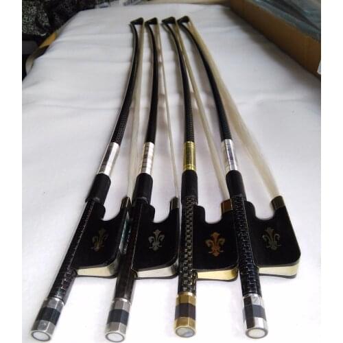 4 PCs Nice Quality Cello Bow 4/4 Ebony Frog with pro wire inlay quality white bow hair