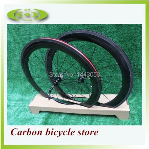 60mm carbon clincher road bike wheelset, carbon bicycle wheels, including brake pads+ extra spoke+nipple
