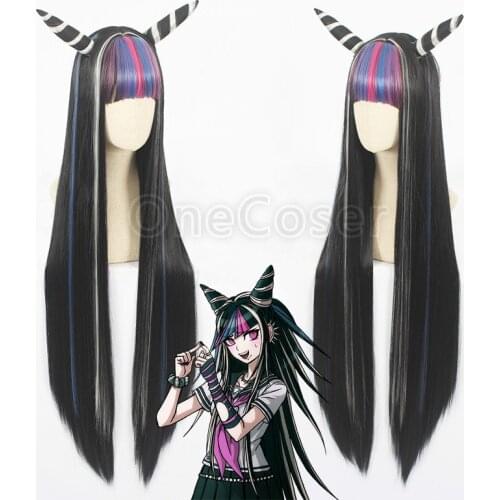 Anime Danganronpa Mioda Ibuki Cosplay Wig Long Horn Synthetic Hair Dangan Ronpa + Free Wig Cap Party Role Play Girls Women
