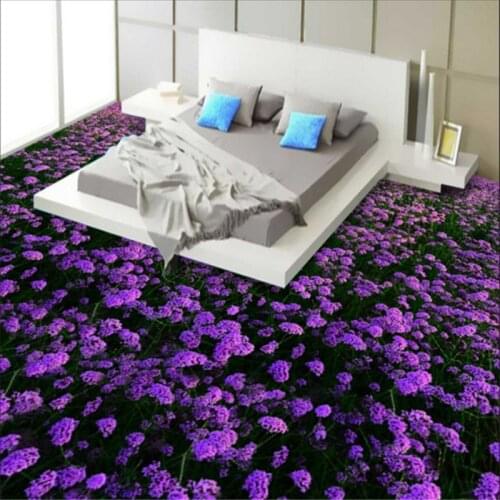 Beibehang custom background 3D lavender floor painting bathroom living room bedroom wear-resistant waterproof thick floor