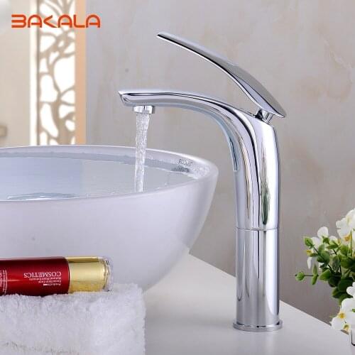 Free Shipping BAKALA Short / Tall version Bathroom Faucet Chrome Finish Brass Basin Sink Faucet Mixer Tap Single Handle BR-1535