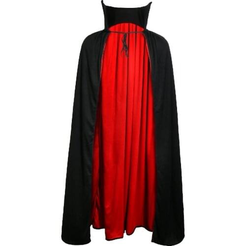 Devil Vampire Costume Cloak for Adults Medieval Black Red Reversible Gothic Vampyr Cape Halloween Cosplay Accessories 2 Sizes