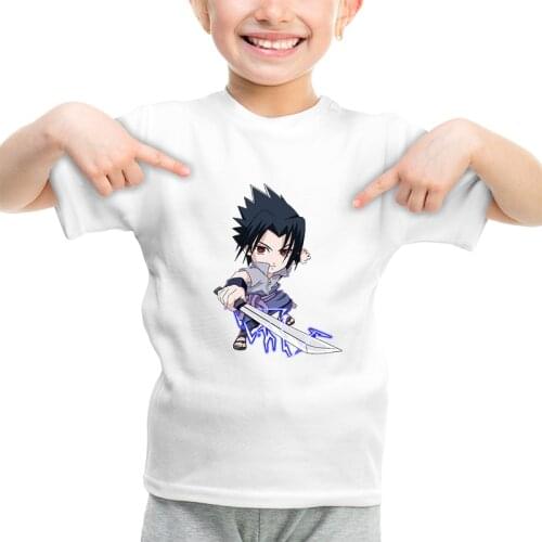 Children Cartoon Print Cute Uzumaki Naruto Sasuke Sakura Grid Funny T-shirts Kids Summer Tee Boys/Girls Tops Baby Casual Clothes
