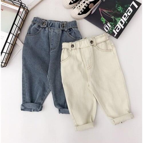 2 3 4 5 6 Years Kids Jeans Spring Autumn Korean Fashion Jeans for Girls Boys Denim Pants 2020 Casual Elastic Waist Harem Pants