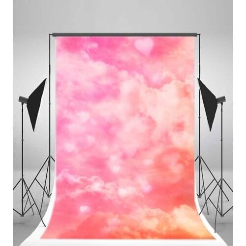 Photography Backdrop Pink Sky Background with White Clouds
