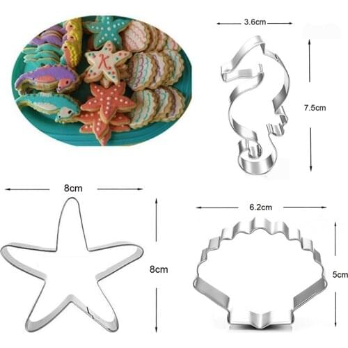 Cake Biscuit Mould Knife Reindeer Star Seahorse Shell Stainless Steel DIY Gummy Kitchen Mould DIY Tool Fondant Cutter Cookies