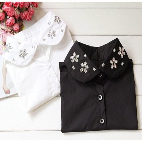 Choker cotton flower Blouse Fashion Women Girls Detachable Lapel Shirt Tops Fake False Collar Vintage Detachable Lapel Shirt