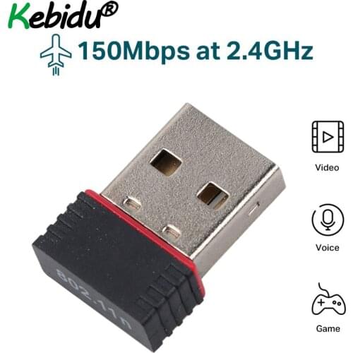 Kebidu Network Card WiFi Wireless Adapter USB 2.0 Mini Network LAN Card 150Mbps 802.11 Ngb RTL8188FTV Adaptor For PC Desktop