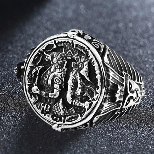 Stainless Steel Egypt Mythology Death Anubis Ring Men Egyptian Ancient Egypts Totem Jewelry Vintage Biker Rings