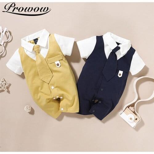 Prowow Summer Baby Rompers Cotton Newborns Overalls For Male Costume Patchwork Childrens Jumpsuits Boy Babies Clothes Handsome