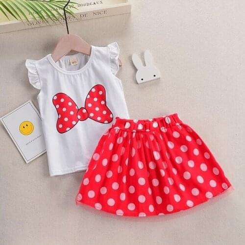 Girls Infant Lace Bow Clothing Set Summer Girls Clothes Sets Summer Toddler Cotton T-shirt+tutu Dress 2pce Tracksuits