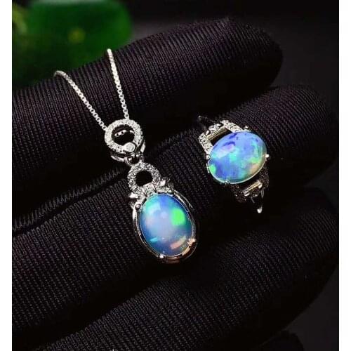 Natural Opal jewelry set Natural Real Opal 925 sterling silver 1pc pendant,1pc ring