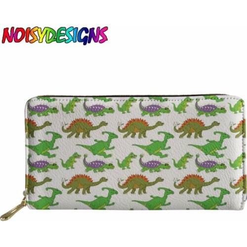 Cute Purses& Wallets Tyrannosaurus Dinosaur Printing ZipperPurse Female Original Leather Travel Passport Cover Girls Money Bag