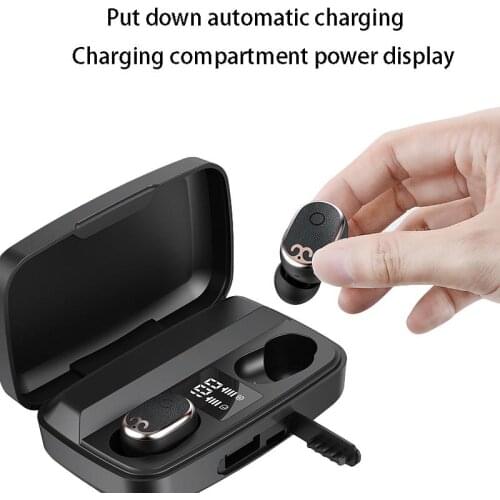 Mini Bluetooth Headset LED Digital Display Press Wireless Headset HIFI Stereo Headset