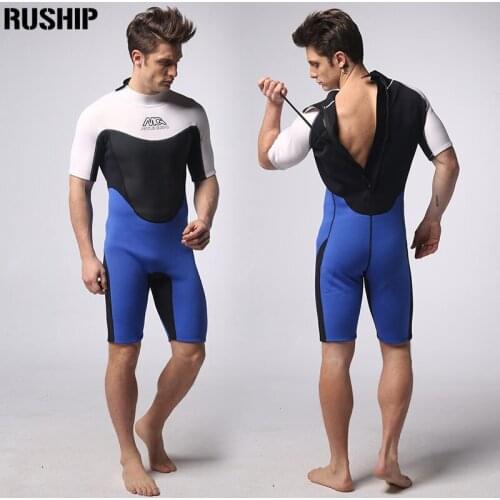 Blue 3mm Neoprene wetsuits Double nylon fabric Short paragraph diving suit surf clothing Surf Diving Equipment winter swimsuit