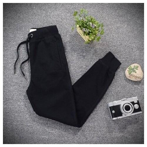 2021 new spring and summer thin casual pants womens gray sports pants solid color beamed long pants student guard pants