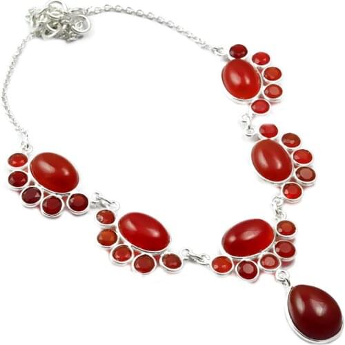 NiaoZaiFei YunZaiKan Nature Carnelian Necklace 925 Sterling Silver, 43 cm, MHBNE0058
